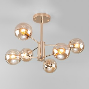 EUROSVET Люстра 6x60W 650х530 металл золото/янтарный Ascot 30166/6