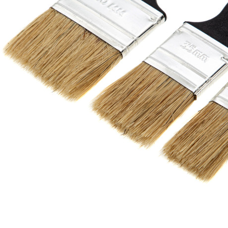 Набор кистей флейцевых 3 шт. (25 мм, 35 мм, 50 мм) натуральная щетина, пластиковая ручка Сибртех