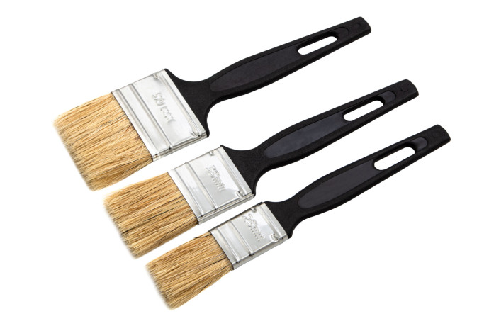 Набор кистей флейцевых 3 шт. (25 мм, 35 мм, 50 мм) натуральная щетина, пластиковая ручка Сибртех