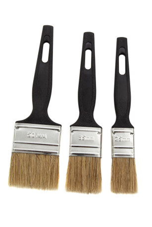 Набор кистей флейцевых 3 шт. (25 мм, 35 мм, 50 мм) натуральная щетина, пластиковая ручка Сибртех