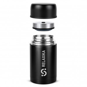 Термос Relaxika широкое горло, суповой 1л черный R301.1000.2