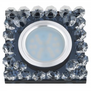 Fametto DLS-L131 GU5.3 св-к встр. Luciole стекло 94х94х20(18) черный /хром, подсветка LED3W