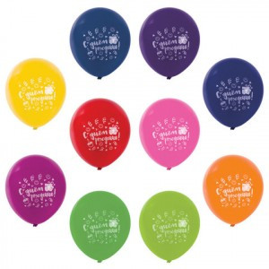 Шары воздушные ЗОЛОТАЯ СКАЗКА, 12" (30 см), КОМПЛЕКТ 50 штук, ассорти 10цв., с рисунком "C днем рожд