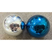 Шар JY-11 2 шт 10 см глянцевые СИНИЙ+СЕРЕБРО (36)