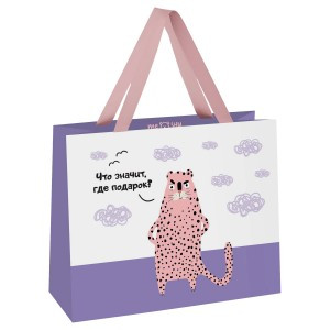 Пакет подарочный 23*18*10см MESHU "Что значит, где подарок", выборочный лак,матовая ламинация 354651