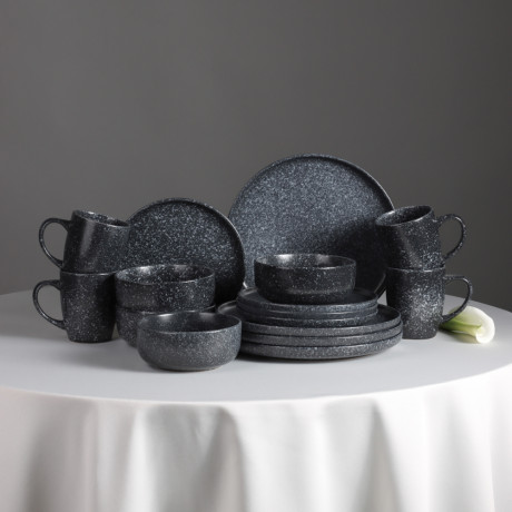 MILLIMI Набор стол.посуды 16пр(тар26см*4, тар20см*4, салатн14см*4, кружка340мл*4) керамика, черный