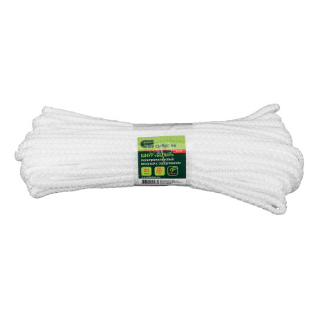 Шнур вязаный полипропиленовый с серд. белый, 6 мм, L 20 м, Сибртех