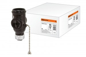 TDM патрон-розетка с цепочкой/выкл. "жулик" E27 карболит, черный 4А (12!) SQ0335-0026