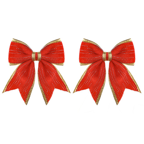 СНОУ БУМ Набор бантов 12x14 см, 2 шт, полиэстер, красный