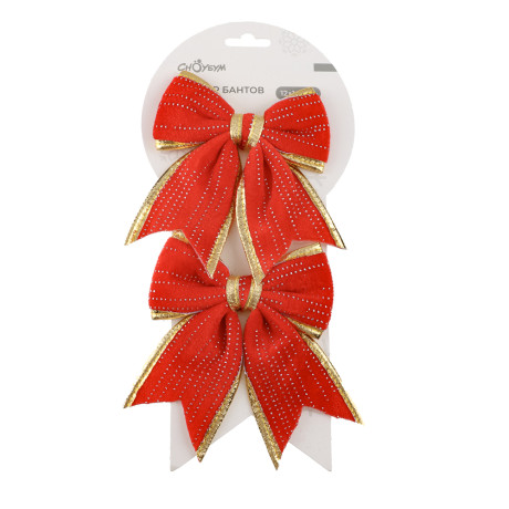 СНОУ БУМ Набор бантов 12x14 см, 2 шт, полиэстер, красный