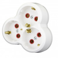 AY-KA (АЙКА) разветвитель (тройник) 3роз. 16A 250В белый, земля, круглый (Турция) 7713000