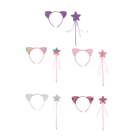 Набор 2 предмета (ободок и волшебная палочка), полиэстер, пластик, 5 дизайнов