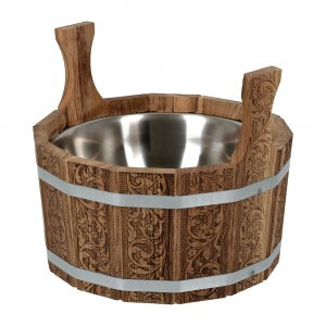 Ушат "шайка" 5л "Цветочный орнамент" c нерж.вставкой, дуб, 33371 Банные штучки