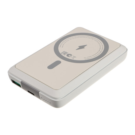 BY Аккумулятор мобильный 10000мАч, с беспр.зарядкой, MAG, быстрая зарядка QC3.0+PD 20W, 3A, Белый