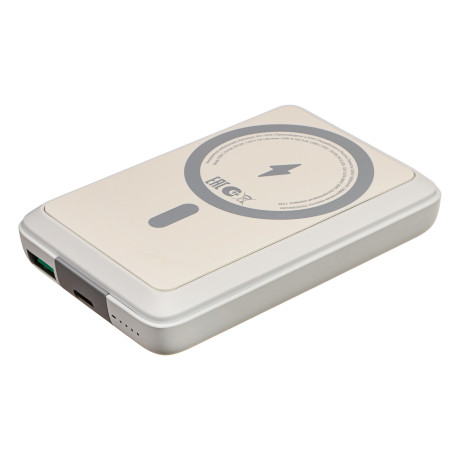 BY Аккумулятор мобильный 10000мАч, с беспр.зарядкой, MAG, быстрая зарядка QC3.0+PD 20W, 3A, Белый