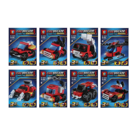ИГРОЛЕНД Конструктор "Пожарная бригада" 8 в 1, 8х3,5х11 см, ABS