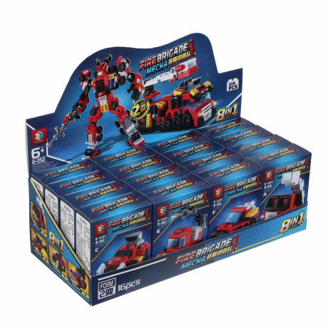 ИГРОЛЕНД Конструктор "Пожарная бригада" 8 в 1, 8х3,5х11 см, ABS