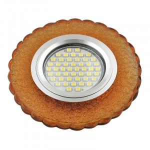 Fametto DLS-L140 GU5.3 св-к встр, Luciole стекло 95(65)x20 прозрачный /светло-желты, подсветка LED3W