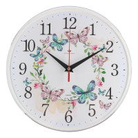 Часы настенные круг d=25см, основание белое &quot;Венок из бабочек&quot;, арт.2524-141