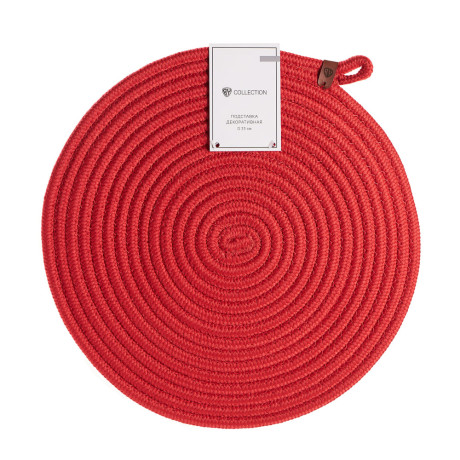 BY COLLECTION Карибы Подставка декоративная, d33см, 100% полиэстер, коралловый