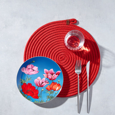 BY COLLECTION Карибы Подставка декоративная, d33см, 100% полиэстер, коралловый