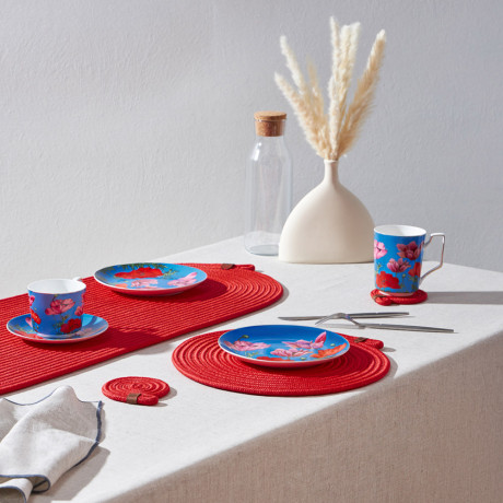 BY COLLECTION Карибы Подставка декоративная, d33см, 100% полиэстер, коралловый