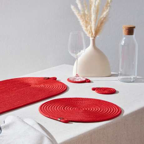 BY COLLECTION Карибы Подставка декоративная, d33см, 100% полиэстер, коралловый