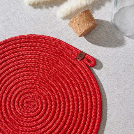 BY COLLECTION Карибы Подставка декоративная, d33см, 100% полиэстер, коралловый