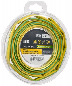 IEK термоусадка трубка ТТУ нг-LS 6/3 жел-зел. (2м/упак, цена за уп) ТУТ UDR12-006-003-002-K52-T