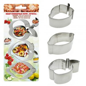 Форма кулинарная "Фрукты", 3шт/уп, цена за уп (кратность 6шт!!!) нерж.сталь AN8-18 Мультидом