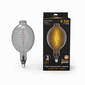Gauss Filament BT180 8.5W(165lm) 1800К E27 gray flexible филамент (нитевидная) 152802005
