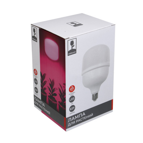 INBLOOM Лампа для растений 12х19.3см, 60LED, фиолетовый, 30Вт, Е27, PC, металл