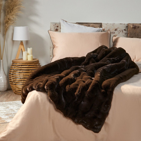 ВСЁГАЗИН Плед меховой 130х170см, полиэстер, коричневый