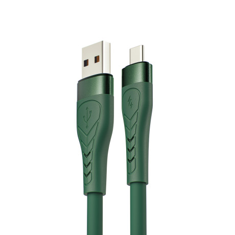KHARITONOV Кабель для зарядки Type-C, 1 м, 3А, Быстрая зарядка QC3.0, зеленый