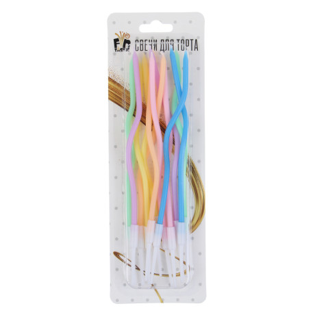 Набор витых свечей для торта тм Fntastic, цвет макарун, 14,5 см
