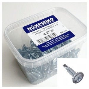 Саморез с прессшайбой со сверлом 4,2*25 (200 шт EC) (цена за уп) НАКРЕПКО 201004