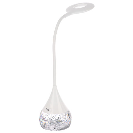 Светильник переносной настольный BY Глиттер,16LED,5Вт,300Лм,RGB,USB-C 5В,каб.1м, дим., пластик,белый