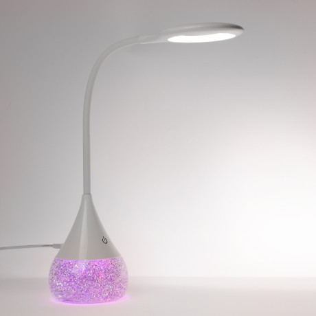 Светильник переносной настольный BY Глиттер,16LED,5Вт,300Лм,RGB,USB-C 5В,каб.1м, дим., пластик,белый