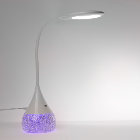 Светильник переносной настольный BY Глиттер,16LED,5Вт,300Лм,RGB,USB-C 5В,каб.1м, дим., пластик,белый