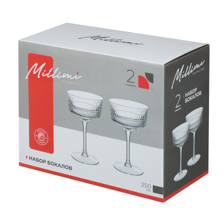 MILLIMI Набор бокалов Бенэ элегант, 2 шт, 250 мл, стекло
