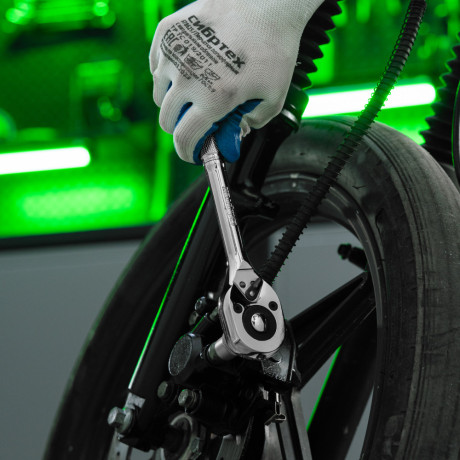 Ключ-трещотка 1/2", 45 зубьев, цельнометаллический, с быстрым сбросом, CrV, хром Сибртех