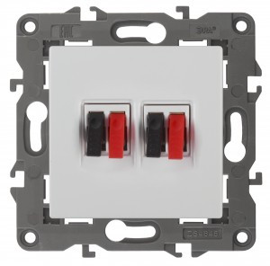 ЭРА 14 Elegance мех. роз. СУ аудио двойная, белый 14-3112-01 автоклеммы 4315