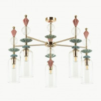 ODEON LIGHT 4855/5C CLASSIC ODL_EX21 золото/разноцв./керамика/стекл люстра E14 5x40W 590x816 BIZET