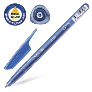 Ручка шарик. маслян. MAPED "Green Ice", корпус тонир., узел 1 мм, линия 0,6 мм, синяя, 224430 141714