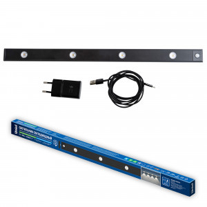 Uniel св-к св/д для мебели 5W(400lm) 4000K 4K 9x600x39мм датч. движ/освещ черный ULI-F50-5W/4000K 4K