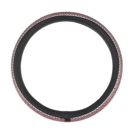 Ермак Оплетка руля, кристаллы, красный, размер M, искусственная кожа