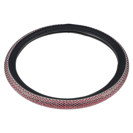 Ермак Оплетка руля, кристаллы, красный, размер M, искусственная кожа