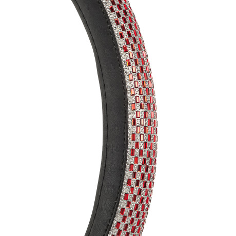 Ермак Оплетка руля, кристаллы, красный, размер M, искусственная кожа