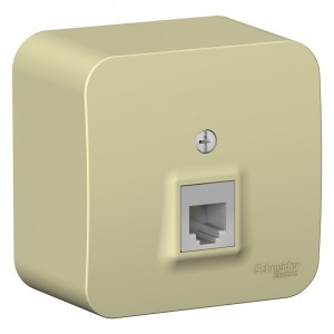 Systeme Electric BLANCA роз. телеф. ОУ 1 мест. беж. (пл.осн., RJ11, изол.пл.) BLNIA011007 (12!)