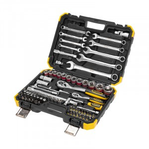 KRANZ Набор инструментов, 1/2, 1/4, CrV, пластиковый кейс, 82 предмета KR-66-6682